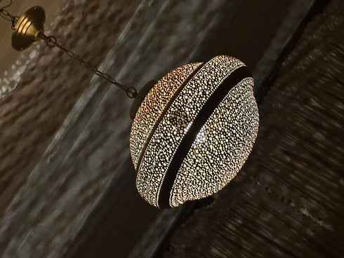 Handmade Moroccan Brass Pendant Light – Boho Ceiling Fixture (PL 1065)